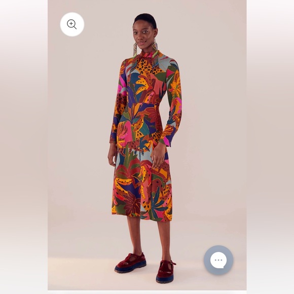 NWT Farm Rio Leopards Jungle High Neck Midi Dress size Xs - Picture 2 of 6